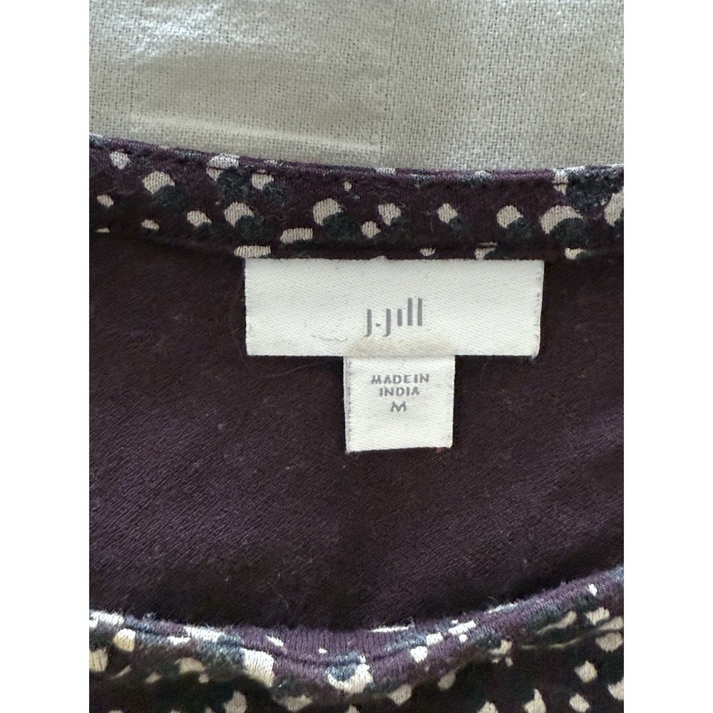 J. Jill Women's Pattern Dress, Dark Maroon With Black & Tan, Size M - Picture 3 of 7